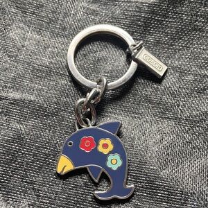 Coach HTF Dolphin Floral Enamel Vintage Keychain